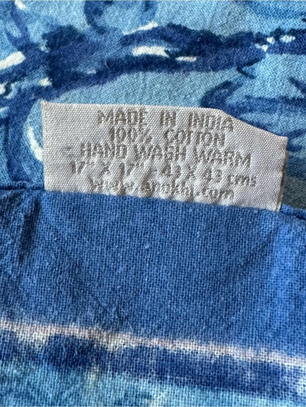 Anokhi Blue Floral Hand Block Print Cotton Napkin Bandana
